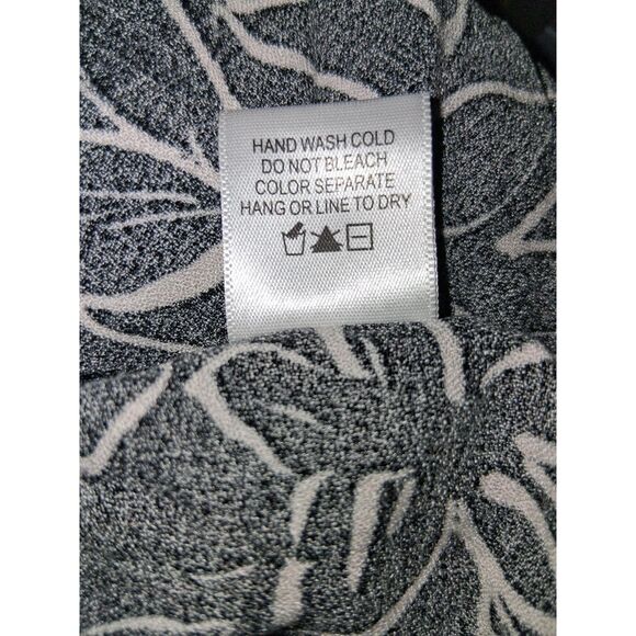 Kirious Palazzo Pants L Black White Floral Wide Leg Slit Elastic Waist Rayon - Picture 8 of 8